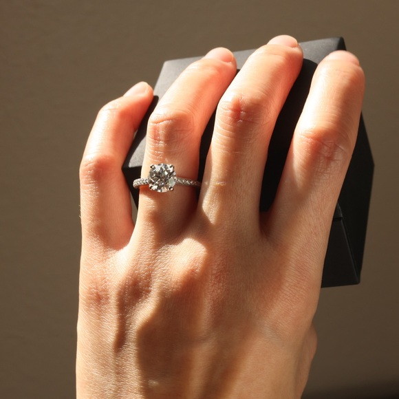 A.JAFFE 1.63 CT Round Brilliant Lab Grown Diamond Engagement Ring in Platinum - Picture 11 of 11